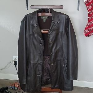 Ladies Brown Leather Insulated Jacket (Eddie Bauer)